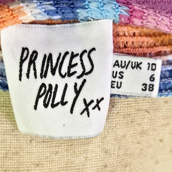 Princess Polly Blue/Pink Multi-Color Striped Bodycon Mini Dress, Size 6 - Picture 15 of 16